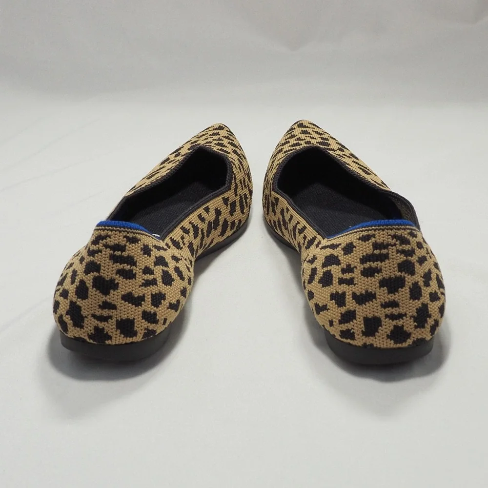 Rothys The Point Women 8.5 Brown Leopard Animal Print Ballet Flats Pointed Shoes